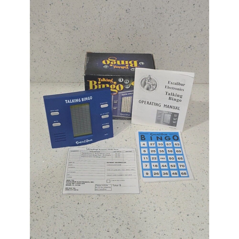 Excalibur Electronic Talking Bingo Tested Works Cards Manual Model 450